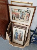 A QUANTITY OF ANTIQUE AND LATER PRINTS INC. LOUIS WAIN ETC.