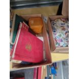 A QUANTITY OF STAMP ALBUMS, LOOSE ALBUM PAGES, AND LOOSE STAMPS.