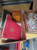 A QUANTITY OF STAMP ALBUMS, LOOSE ALBUM PAGES, AND LOOSE STAMPS.