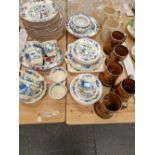 MASONS REGENCY PATTERN TEA WARES, BOOTHS PARROT AND FLOWER PLATES, FIVE RIDGWAYS AND TWO OTHER