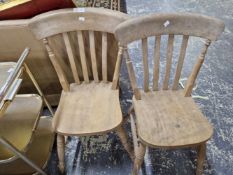A PAIR OF PINE KITCHEN CHAIRS