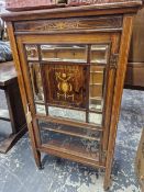 A LINE INLAID AND MARQUETRIED ROSEWOOD MUSIC CABINET