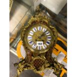A BOULLE CASED MANTEL CLOCK, THE FRENCH MOVEMENT TO STRIKE ON A BELL