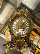 A BOULLE CASED MANTEL CLOCK, THE FRENCH MOVEMENT TO STRIKE ON A BELL