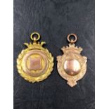 TWO 9ct HALLMARKED GOLD PRESENTATION MEDALLIONS. GROSS WEIGHT 15.34grms.