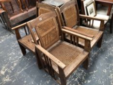 A SET OF THREE ARTS AND CRAFTS ARMCHAIRS