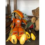 A NORAH WELLINGS AMERICAN INDIAN CHIEF DOLL TOGETHER WITH ANOTHER DRESSED IN SPANISH STYLE