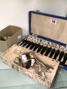 HALLMARKED SILVER TO INCLUDE GEORGIAN CUTLERY VARIOUS CRUETS A SET OF TWELVE CASED SPOONS LOADED