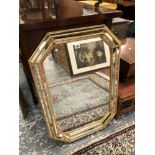 AN ANTIQUE STYLE MARGINAL FRAMED WALL MIRROR