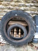 A VINTAGE TRACTOR TYRE