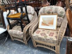 A PAIR OF CONSERVATORY ARM CHAIRS.