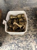 APPROXIMATELY SEVEN SETS OF BRASS RING HANDLED BELL WEIGHTS FROM 1LB DOWN TO 1OZ WITH SOME SMALLER