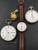 A NORDMAN GENEVE OPEN FACE POCKET WATCH COMPLETE WITH KEY. THE CASE ENGRAVED FINE SILVER ,