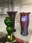 THREE IRIDESCENT GLASS VASES, POSSIBLY AUSTRIAN OR WMF