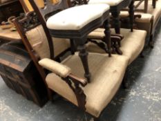 A PAIR OF VICTORIAN SHOW FRAME SALON ARMCHAIRS