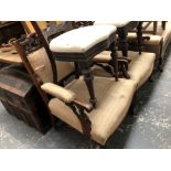 A PAIR OF VICTORIAN SHOW FRAME SALON ARMCHAIRS