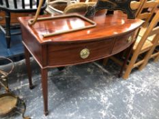 A MAHOGANY TWO DRAWER SERVING TABLE