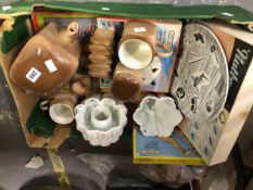 A RIDGWAYS HOMEMAKER PLATE, CARLTON BROWN WARES, CERAMIC JELLY MOULDS, JIGSAW PUZZLES, ETC.