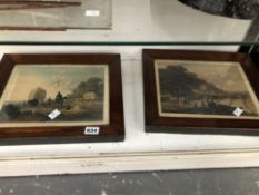 A PAIR OF ROSE WOOD FRAMED 19th C. PRINTS