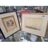 A WATERCOLOUR J MOUNTAIN, TOGETHER WITH A SKETCH PORTRAIT BY J C KITSON OF HIS SISTER EMILY.