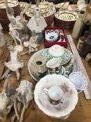 SIX NAO BALLERINA FIGURES, WEDGWOOD COFFEE CANS, TEA WARES INSCRIBED WITH PROVERBS AND SAYINGS,