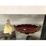 A DOULTON FIGURE AND A CARLTON WARE BOWL