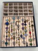 A VARIED COLLECTION OF MOSTLY SILVER AND GEMSET RINGS, TOGETHER WITH VARIOUS EARRINGS ETC.