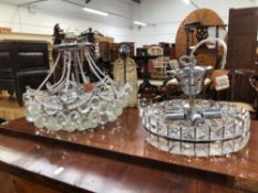 TWO GOOD QUALITY CHROME AND GLASS CEILING LIGHT FITTINGS