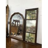 A CUT GLASS WALL MIRROR AND A EDWARDIAN WALL MIRROR