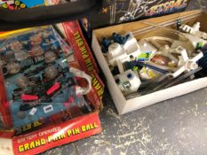 A BATTERY OPERATED GRAND PRIX PIN BALL GAME TOGETHER WITH A BOXED JET SPACE AND PULSAIR KIT