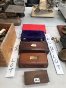 FIVE SETS OF CASED SCALES, SOME WITH WEIGHTS UP TO 50 GRAMS, FOUR LOOSE SCALES AND TWO SIKES