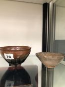 TWO ANTIQUE GLAZED CHINESE BOWLS
