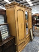 A VICTORIAN PAINTED PINE TRIPLE WARDROBE