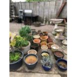 VARIOUS STONE AND OTHER GARDEN PLANTERS