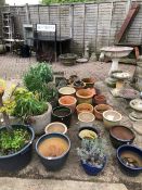 VARIOUS STONE AND OTHER GARDEN PLANTERS