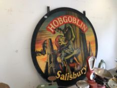 A LARGE HOBGOBLIN HAND PAINTED PUB SIGN.