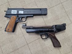 A WEIHRAUCH HW45 AIR PISTOL CALIBRE .22, TOGETHER WITH A WEBLEY AND SCOTT TYPHOON EXAMPLE.
