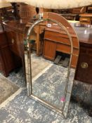 A LARGE ARCH TOPPED MARGINAL WALL MIRROR