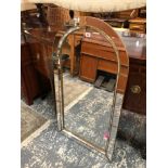 A LARGE ARCH TOPPED MARGINAL WALL MIRROR