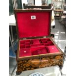 AN ANTIQUE REGENCY PEN WORK WORK BOX WITH LIFT OUT TRAY.