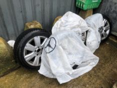 A SET OF FOUR MERCEDES ALLOY WHEELS COMPLETE WITH AS NEW WINTER TYRES