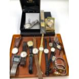 A COLLECTION OF MOSTLY VINTAGE WATCHES TO INCLUDE TISSOT, TIMES, MARVIN, HELVITIA, RECTA, SEIKO ETC.