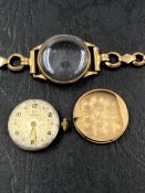A LADIES 9ct GOLD VINTAGE OMEGA WRIST WATCH THE MOVEMENT SIGNED OMEGA, THE BRACELET STAMPED PREMO