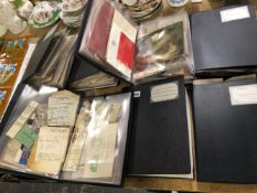 EIGHT ALBUMS OF EARLY TO MID 20th C. MEMORABILIA TO INCLUDE LETTERS, THEATRE, INVOICES, ETC.