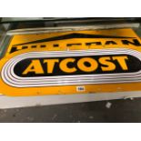 TIMESPAN AND ATCOST YELLOW GROUND ENAMEL SIGNS