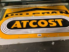 TIMESPAN AND ATCOST YELLOW GROUND ENAMEL SIGNS