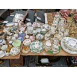 A MINTON BONE CHINA TEA SET, DRESDEN TEA AND COFFEE WARES PAIR OF SAFFORDSHIRE SPANIELS ETC.