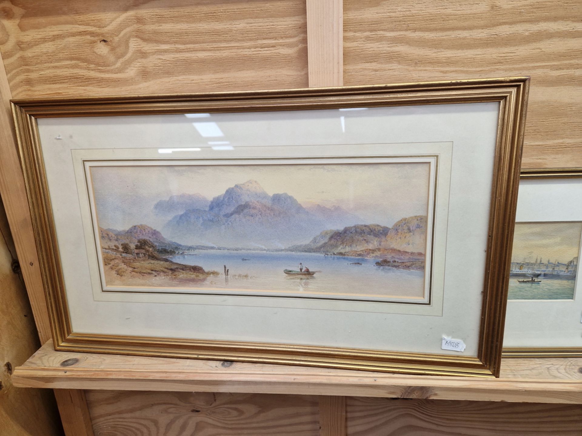 TWO 19th/20th CENTURY ENGLISH SCHOOL PAINTINGS A CITY VIEW AND A LAKE LANDSCAPE, BOTH SIGNED OR - Image 5 of 8
