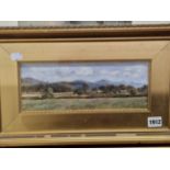 C. E. MOORE 19th/20th CENTURY ENGLISH SCHOOL A RURAL LANDSCAPE, SIGNED, WATERCOLOUR. 12 x 29cms