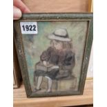 EARLY 20th CENTURY BRITISH IMPRESSIONIST SCHOOL THE LUNCH BOX, INITIALLED, PASTEL. 18 x 13cms